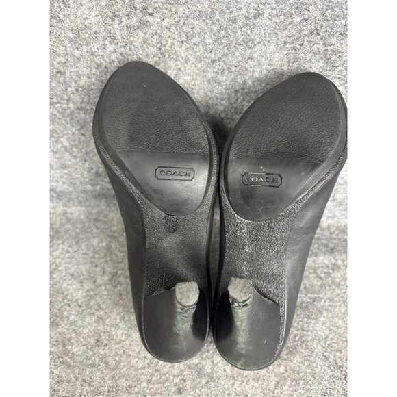 Coach Heels Womens Size 7 Black Mezzanine Foldover Leather Cone Heel Booties - Picture 10 of 11
